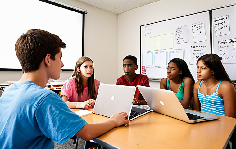 **Image Prompt:** A diverse group of teenagers brainstorming ideas for a youth program, using laptops and whiteboards in a brightly lit room. Emphasis on teamwork and innovation.