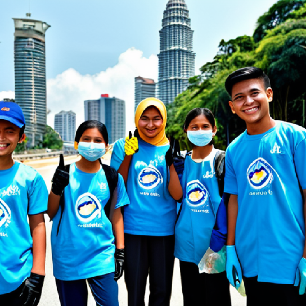 Community Youth Program**

"A diverse group of Malaysian teenagers participating in a community cleanup event in Kuala Lumpur, fully clothed in appropriate attire, wearing gloves and carrying trash bags, smiles on their faces, cityscape in the background, bright sunny day, safe for work, appropriate content, professional, modest, family-friendly, perfect anatomy, correct proportions, natural pose, well-formed hands, proper finger count, natural body proportions."

**